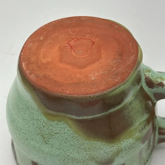 Frankoma Flat Cup Wagon Wheel Prairie Green Mug and saucer. - Picture 6 of 8